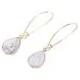 Allison Rose Atelier Marble and 18ct Gold Plated Dangle-Drop Fashion Earrings with Steel Posts – Fish Hook Closure
