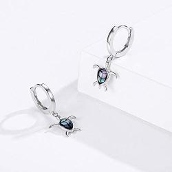 Turtle Earrings, 925 Sterling Silver Health and Longevity Sea Turtle Earrings Hypoallergenic,Sea Turtle Earings Cute Animal Jewelry Drop Dangle Earrings for Women