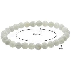 Glossy 6 mm Round Moonstone Stretch Bracelet , 7''