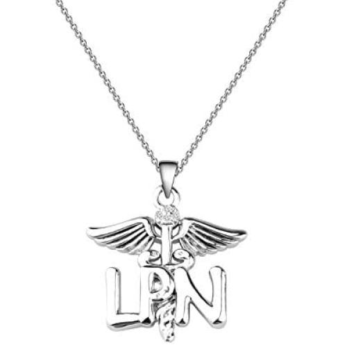 CENWA LPN Licensed Practical Nurse Necklace Gift LPN Caduceus Angel Necklace Graduation Gift for LPN Practical Nurse Jewelry