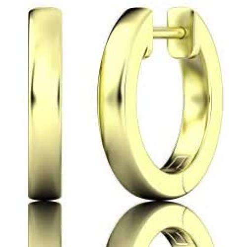 ALEVIRA 14K White and Yellow Gold-Plated Earrings - Ear Hoop Huggies for Women with Jewelry Box