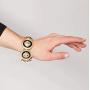 D-Fokes Celebrity Style Inspired Trendy Gold Black Lion Head Medallion Chunky Stretch Bangle Bracelet