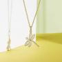 Agvana Sterling Silver Gold Cubic Zirconia Dragonfly Dangle Earrings Bracelet Pendant Necklace Anniversary Birthday Gifts Jewelry for Women Girls Mom Grandma Wife Girlfriend Daughter Her