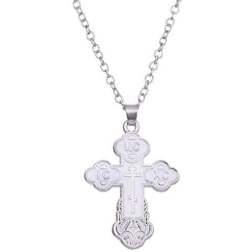 TEAMER Cross Necklace Russian Orthodox Crucifix Eastern Church Necklace Men Religious Jewelry