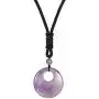 JUNHAN Natural Gemstone Lucky Coin Pendant Necklace for Women Men Reiki Healing Round Donut Crystal Stone Jewelry Adjustable Braided Cord JUNHAN Natural Gemstone Lucky Coin Pendant Necklace for Women Men Reiki Healing Round Donut Crystal Stone Jewelry Adjustable Braided Cord