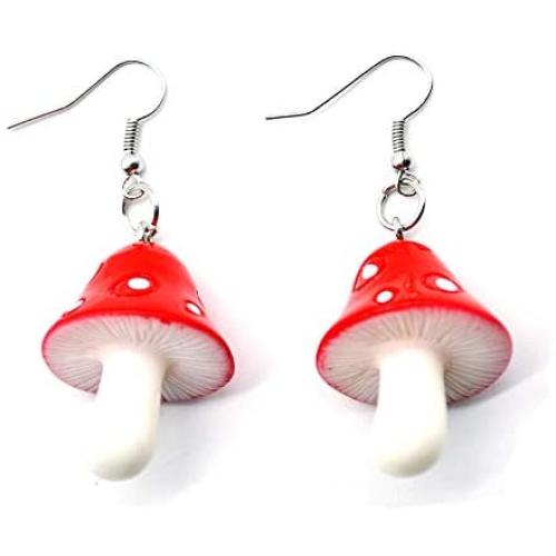 Women Environmental theme Acrylic Dangle Earrings For Female Girls Party Red Purple Acrylic Colorful Mushroom Long Pendant Earrings