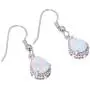 Comelyjewel Teardrop Earrings Created White Fire Opal Jewelry Gemstone Dangle Earrings for Women Useful and Practical