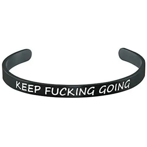 GUERNO Inspirational Gifts for Women Cuff Bracelet Bangle Personalized Motivational Mantra Quote Keep Going Stainless Steel Outside Engraved Encouragement Secret Message Jewelry