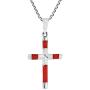 AeraVida Elegant X Cross Reconstructed Red Coral Inlay .925 Sterling Silver Pendant Necklace