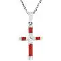 AeraVida Elegant X Cross Reconstructed Red Coral Inlay .925 Sterling Silver Pendant Necklace AeraVida Elegant X Cross Reconstructed Red Coral Inlay .925 Sterling Silver Pendant Necklace
