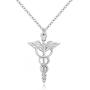 MANZHEN Gold Silver Medical Caduceus Pendant Necklace for Doctor Nurse Gifts