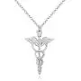 MANZHEN Gold Silver Medical Caduceus Pendant Necklace for Doctor Nurse Gifts MANZHEN Gold Silver Medical Caduceus Pendant Necklace for Doctor Nurse Gifts
