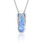 Honolulu Jewelry Company Sterling Silver Flip Flop CZ Accented Necklace Pendant with Simulated Blue Opal and 18'' Box Chain