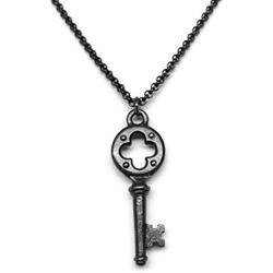Loralyn Designs Small Medieval Black Skeleton Key Necklace Stainless Steel Chain (16-24 Inch)