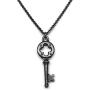 Loralyn Designs Small Medieval Black Skeleton Key Necklace Stainless Steel Chain (16-24 Inch)