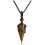 MANIFO Mens Healing Crystal Stone Necklace Natural Gemstone Faceted Point Pendant Necklace Jewelry
