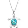 Honolulu Jewelry Company Sterling Silver Turtle Necklace Pendant Peace Sign with Simulated Blue Opal and 18'' Box Chain Honolulu Jewelry Company Sterling Silver Turtle Necklace Pendant Peace Sign with Simulated Blue Opal and 18'' Box Chain