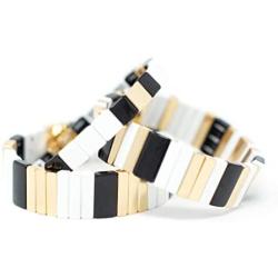 Cedar & Ink Enamel Tile Stackable Bracelet - Stretch Tila Color Block - Rectangle Square Dome Oval Arrow