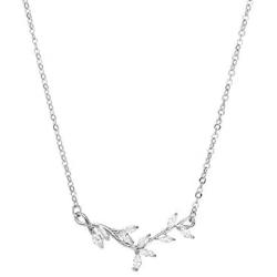 SWEETV Crystal Wedding Bridal Backdrop Necklace for Brides, Cubic Zirconia Vine Dainty Back Pendant Necklace for Women, Bridesmaid Gift