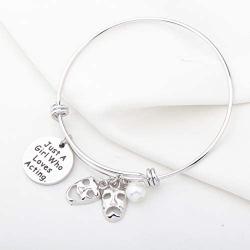 UJIMS Theater Gifts Actor Bracelet with Comedy Tragedy Masks Charm Just A Girl Who Loves Acting Jewelry for Drama Teacher Thespian Inspirational Gift