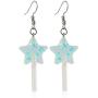 5 Pairs Cute Resin Star-shaped Lollipop Drop Earring Handmade Candy Color Simulation Food Dangle Earring