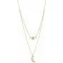 10K Yellow Gold Moon And Star Layered Pendant Necklace, 17''