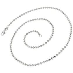 925 Sterling Silver Moon Cut Bead Chain Necklace, 2MM 3MM 4MM-Dog Tag Ball Link Necklace, Silver Beaded Necklace in,Rhodium and Yellow Gold,Men and Women, Silver Jewelry Gift, 16-36