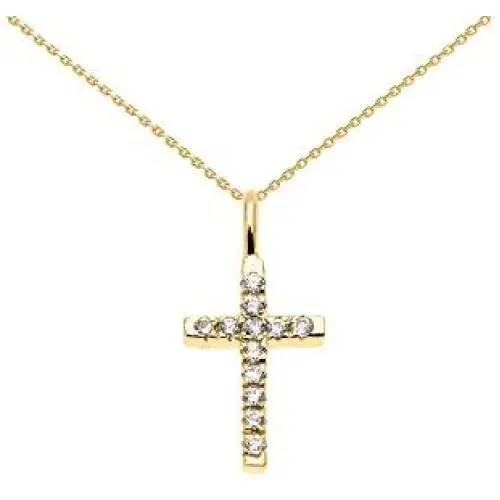 Religious Jewelry by FDJ Beautiful Dainty Tiny 14k Yellow Gold Diamond Cross Charm Pendant Necklace Religious Jewelry by FDJ Beautiful Dainty Tiny 14k Yellow Gold Diamond Cross Charm Pendant Necklace