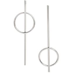 BCBG Generation Geometric Circle & Stick Mismatch Earrings, Silver
