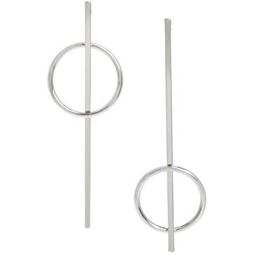BCBG Generation Geometric Circle & Stick Mismatch Earrings, Silver