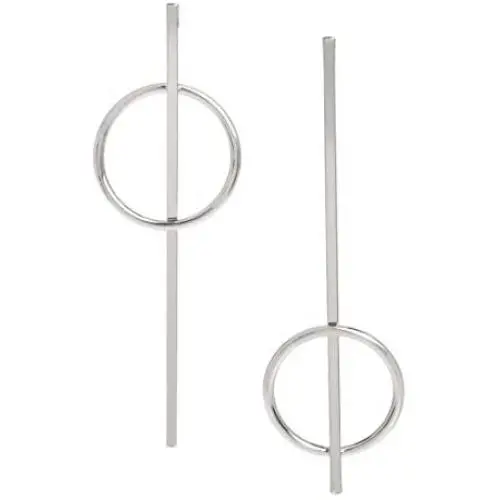 BCBG Generation Geometric Circle & Stick Mismatch Earrings, Silver BCBG Generation Geometric Circle & Stick Mismatch Earrings, Silver