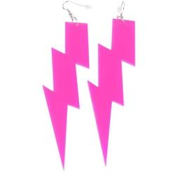 Womens Personalized Lightning Hook Earrings Dangle Drop Resin Acrylic Lighting Bolt Drop Neon Earrings for Girls Bridal Party Jewelry (Rose Red)