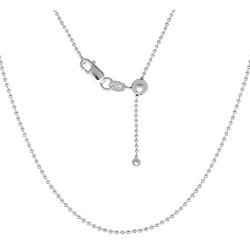 Verona Jewelers Sterling Silver Italian 1.2MM Adjustable Diamond Cut Bead Bolo Chain Necklace for Women- Silver Slider Necklace, Thin Adjustable Necklace (24'') in 4 Colors