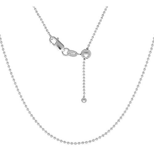 Verona Jewelers Sterling Silver Italian 1.2MM Adjustable Diamond Cut Bead Bolo Chain Necklace for Women- Silver Slider Necklace, Thin Adjustable Necklace (24'') in 4 Colors
