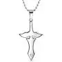 Biker Jewelry Royal Sword & Angel Wings Cross Pendant Necklace for Mens Teen Black Oxidized Silver Tone Stainless Steel