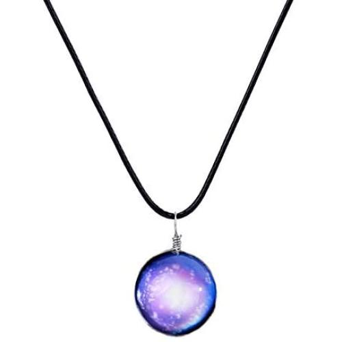 ZM168 Glass Pendant Necklace Starry Sky Jewellery Earth Fantasy Cosmic Element Jewelry