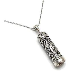 MYSTIC JEWELS by Dalia – 925 Sterling Silver Hamsa Fatima Hand Mezuzah with Sterling Silver Chain