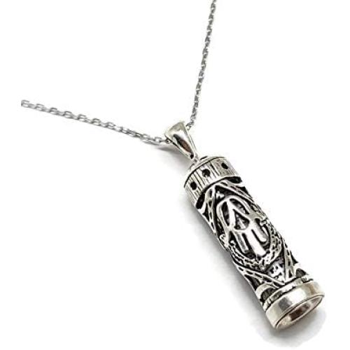 MYSTIC JEWELS by Dalia – 925 Sterling Silver Hamsa Fatima Hand Mezuzah with Sterling Silver Chain