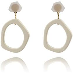 JustMoMoMin White Acrylic Bohemian Resin Geometric Dangle Earrings For Women Girls Jewelry