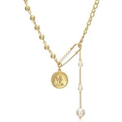 Lem Trend Gold Layered Necklace 14K Gold Plated Dainty Coin Necklaces Adjustable Multilayer Vintage Choker Jewelry for Women Girls 3Pcs