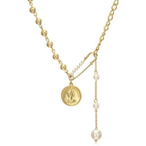 Lem Trend Gold Layered Necklace 14K Gold Plated Dainty Coin Necklaces Adjustable Multilayer Vintage Choker Jewelry for Women Girls 3Pcs