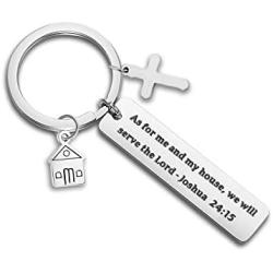 WUSUANED Christian Keychain As for Me and My House We Will Serve The Lord Joshua 24:15 House Keychain Bible Verse Jewelry Inspirational Gift