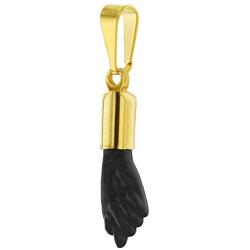 In Season Jewelry 14k Gold Plated Black Figa Hand Charm Evil Protection Amulet