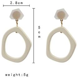 JustMoMoMin White Acrylic Bohemian Resin Geometric Dangle Earrings For Women Girls Jewelry