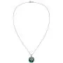 AeraVida Daisy Vines Adorned Malachite Disc .925 Sterling Silver Pendant Necklace AeraVida Daisy Vines Adorned Malachite Disc .925 Sterling Silver Pendant Necklace