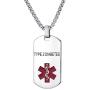 MZZJ Custom Allergy Medical Alert ID Jewelry Military Army Style Quality Stainless Steel Dog Tag Pendant Necklace for Men Women,Free Chain 24''-26''-28''-30''