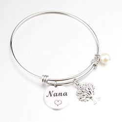 BEKECH Nana Bracelet Grandma Nana Charm Expandable Wire Bangle Nana Jewelry Grandmother Gift for Family Nana