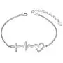 S925 Sterling Silver Faith Hope Love Cross Lifeline Heart Pendant Necklace Bracelet Christian Jewelry Gifts for Women Girls Birthday Gift Christmas Gift
