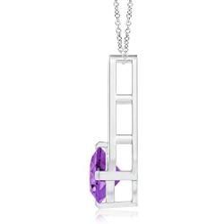 Flat Prong-Set Solitaire Amethyst Triangular Pendant Necklace in Silver (6mm Amethyst)