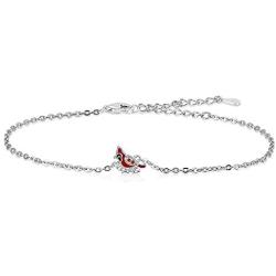 Red Cardinal Pendant Necklace Bracelet Set Sterling Silver Inspirational Memorial Jewelry Sympathy Memorial Ornaments Paradise Gifts for Loss of Loved One